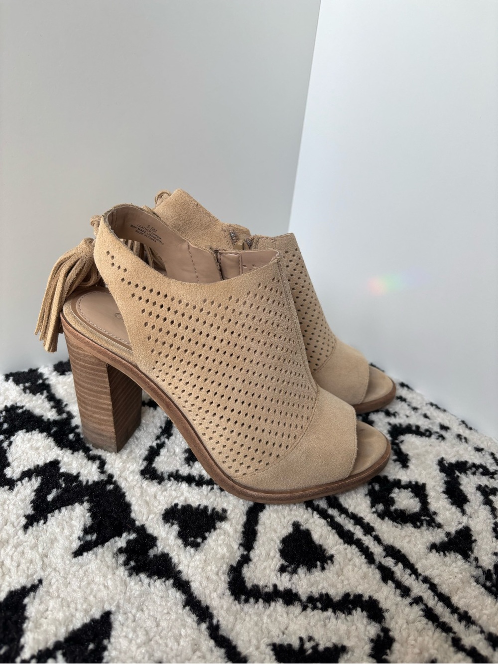 Gianni Bini Hadwin Suede Perforated Block Heel Sandals - Women